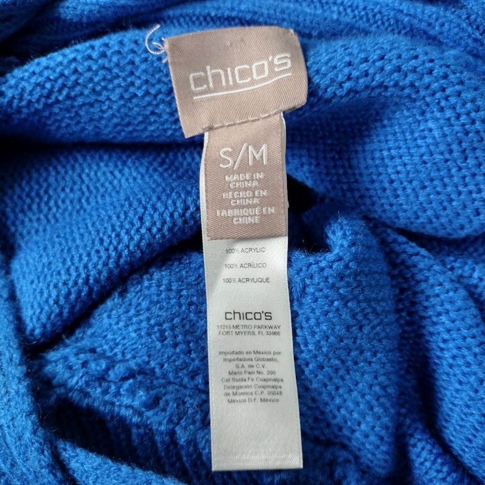 Chico's Poncho Sweater Women's Royal Blue Sz S/M - Picture 2 of 6